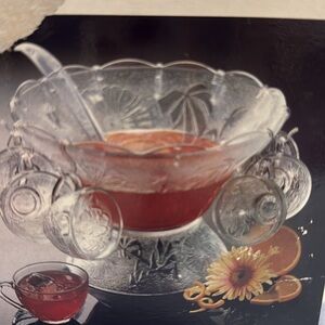 Crystal Clear Studios Floral Punch Bowl Complete Set